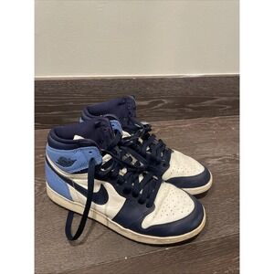 Air Jordan 1 Retro High OG Obsidian Navy Blue White UNC Sz 7Y
